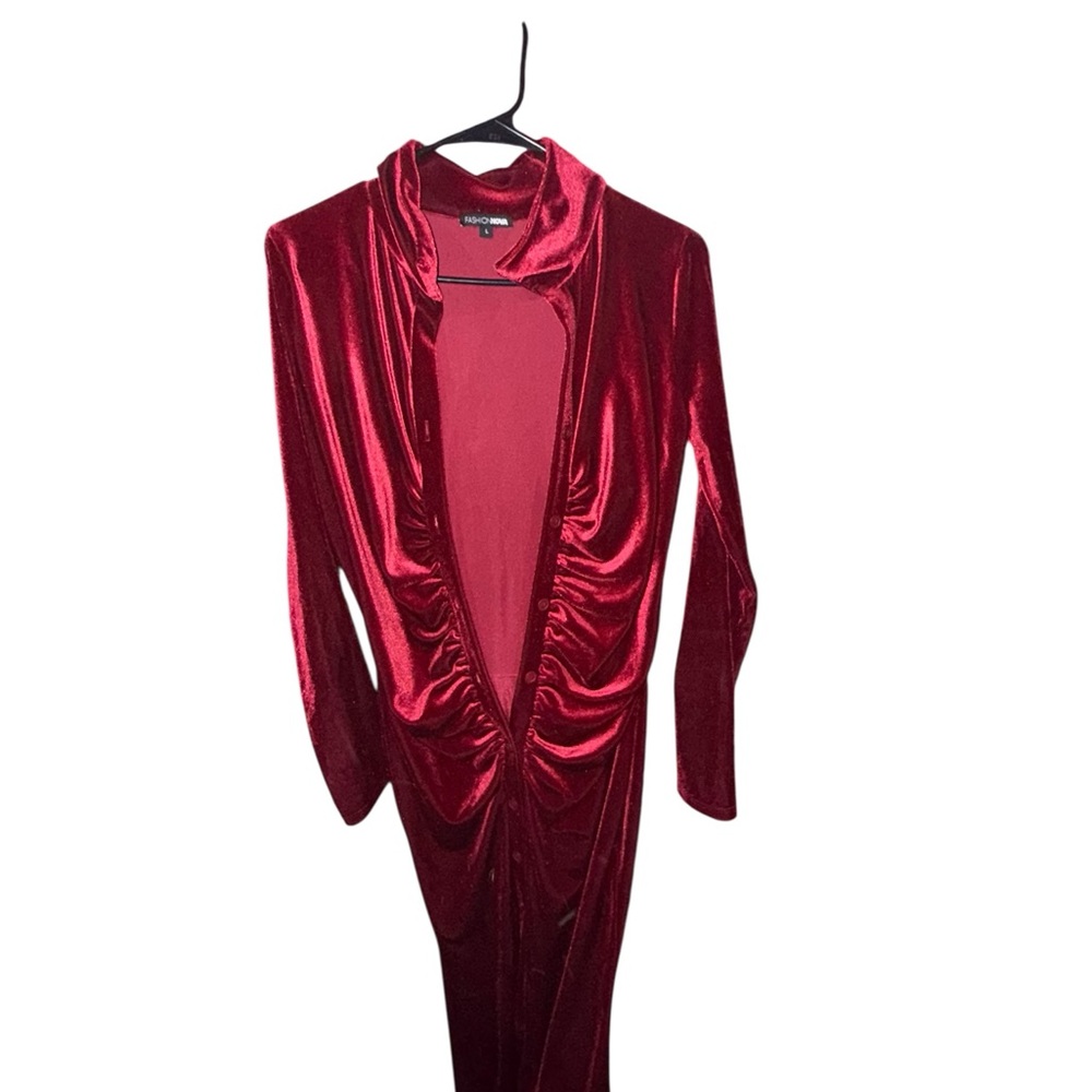 Fashion Nova Red Long Sleeve Dress